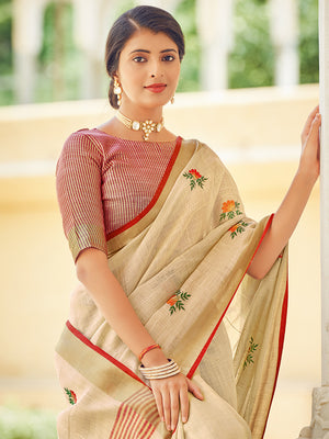 Buy Carnation Pink Linen Saree online-Karagiri – Karagiri Global