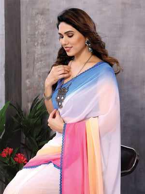 Multi Georgette Saree With Blouse Piece