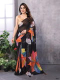 Black Georgette Saree With Blouse Piece