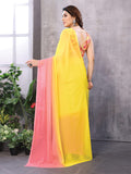 Yellow & Pink Georgette Saree With Blouse Piece