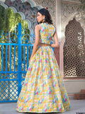 Yellow Georgette Lehenga Choli with Shrug