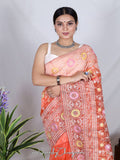 Orange Organza Saree With Blouse Piece