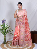 Orange Organza Saree With Blouse Piece