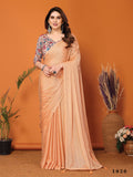 Orange  Polyester Zari Saree With Blouse Piece