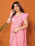 Light Pink Georgette Saree With Blouse Piece