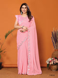 Light Pink Georgette Saree With Blouse Piece