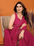 Pink Georgette Saree With Blouse Piece