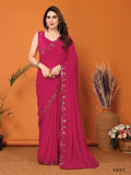 Pink Georgette Saree With Blouse Piece