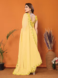 Yellow Georgette Saree With Blouse Piece