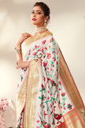 Pure White Paithani Saree