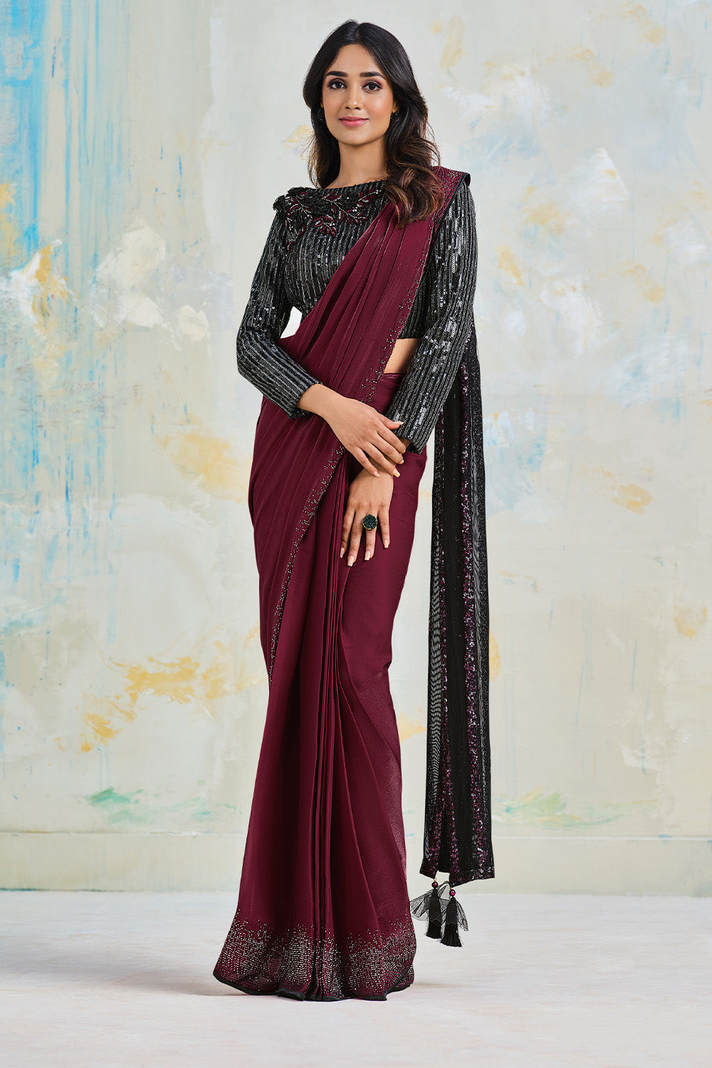 Black One Minute Saree Online at Best Price - Rutbaa