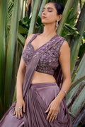 Dark Purple Fancy Silk Lehenga Set