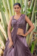 Dark Purple Fancy Silk Lehenga Set