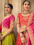 Pink And Green Lehenga Choli