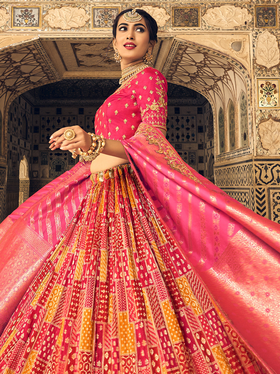 Pink and Orange Lehenga Online Pakistani Wedding Wear - MEDIUM | Orange  lehenga, Lehenga online, Lehenga