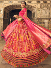 Pink And Orange Bridal Lehenga Choli (L0143)