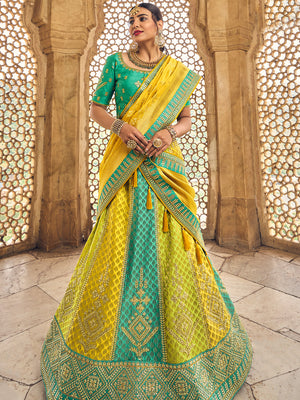 Green And Yellow Lehenga Choli