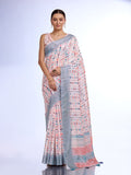 White Linen Saree With Blouse Piece