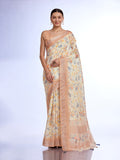 Beige  Linen Saree With Blouse Piece