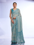 Sea Green Linen Saree With Blouse Piece