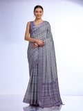 Grey Linen Saree With Blouse Piece