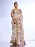 White Linen Saree With Blouse Piece