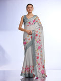 Off White Linen Saree With Blouse Piece