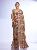 Brown Linen Saree With Blouse Piece