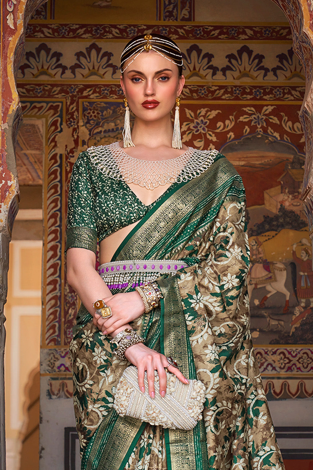 Buy Blue Green Silk Saree online-Karagiri – Karagiri Global