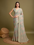 Sea Green Tissue Saree With Blouse Piece