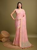 Pink Tissue Saree With Blouse Piece