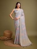 Grey Tissue Saree With Blouse Piece