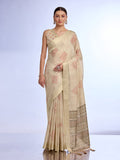 Khaki Tissue Saree With Blouse Piece