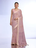 Peach Tissue Saree With Blouse Piece