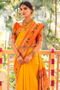 Marigold Orange Paithani Saree