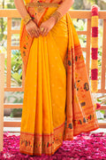 Marigold Orange Paithani Saree