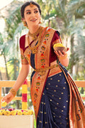 Navy Blue Paithani Saree