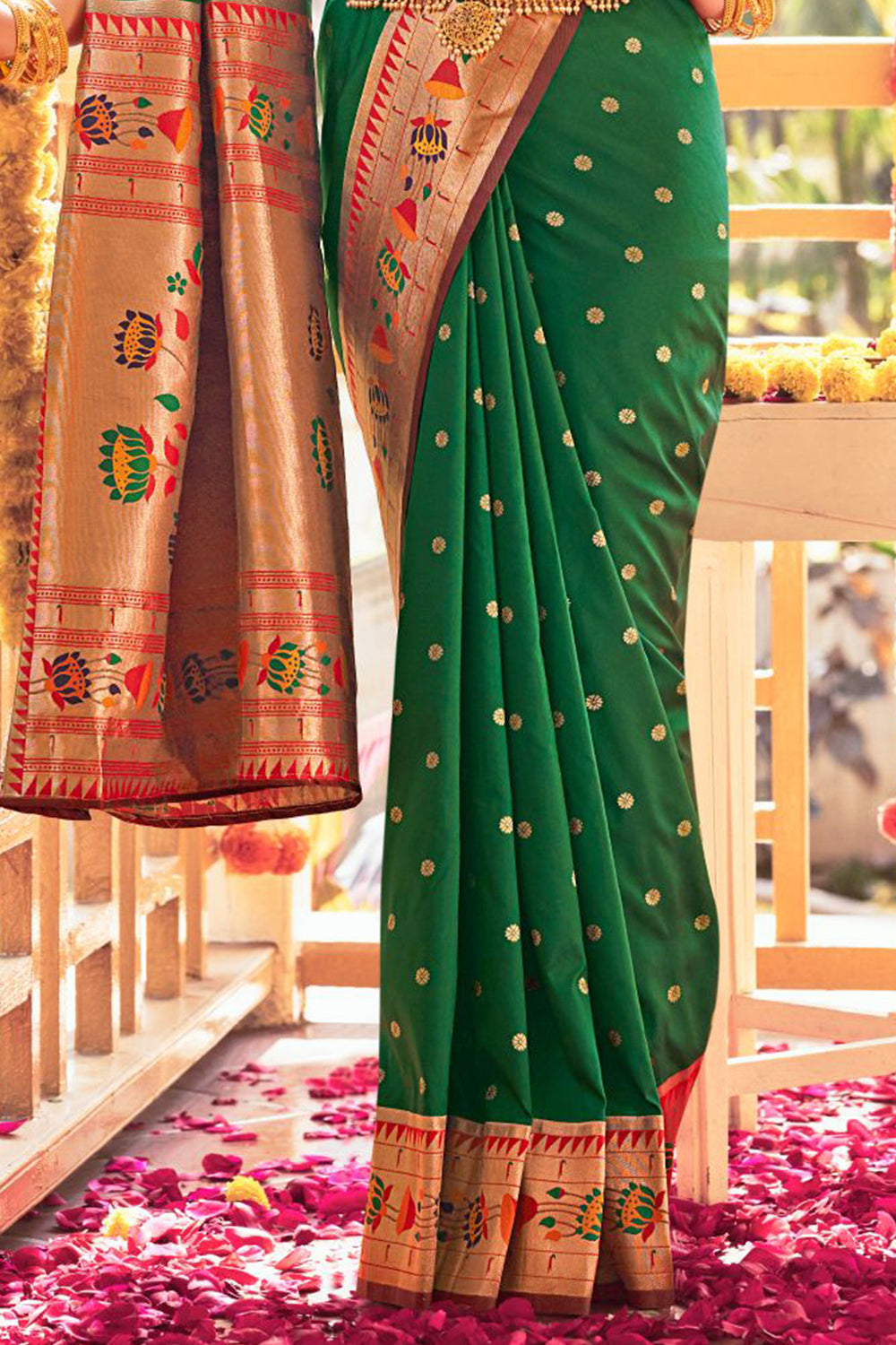 Green Paithani Peacock Design Pure Silk Saree - Buy Now