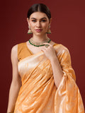 Orange Cotton Saree With Blouse Piece