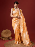 Orange Cotton Saree With Blouse Piece