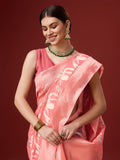 Pink Cotton Saree With Blouse Piece