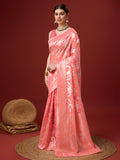 Pink Cotton Saree With Blouse Piece