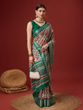 Cream Cotton Digital Print Saree With Blouse Piece