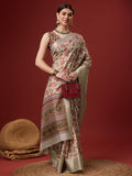 Cream Cotton Digital Print Saree With Blouse Piece