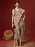 Peach Cotton Digital Print Saree With Blouse Piece