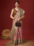 Pink Cotton Digital Print Saree With Blouse Piece