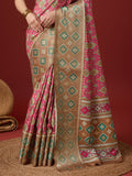 Pink Cotton Digital Print Saree With Blouse Piece