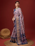 Light Pink Cotton Digital Print Saree With Blouse Piece