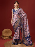 Light Pink Cotton Digital Print Saree With Blouse Piece