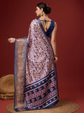 Light Pink Cotton Digital Print Saree With Blouse Piece